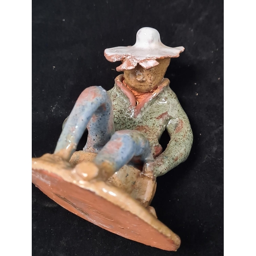 63 - Studio Pottery Figure of a Seated Man