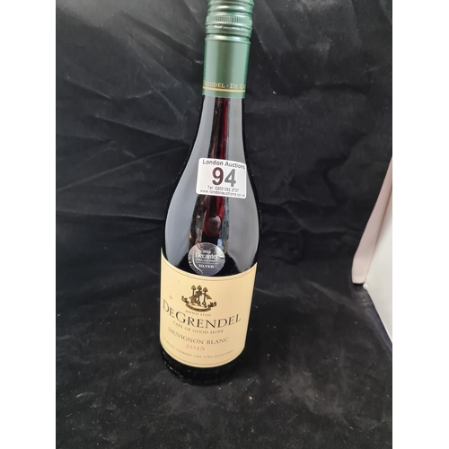 94 - Bottle of De Grendel Sauvignon Blanc winner of the World Wines Silver Decanter Award