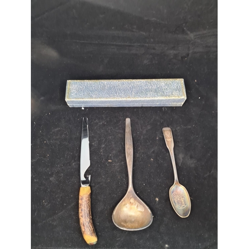 53 - Boxed Cheese Knife, German Silver Plate Ladle & New Jersey Commemorative Spoon (3)