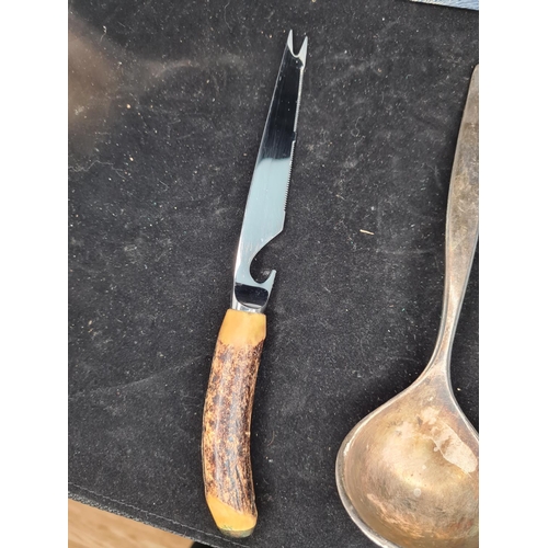 53 - Boxed Cheese Knife, German Silver Plate Ladle & New Jersey Commemorative Spoon (3)