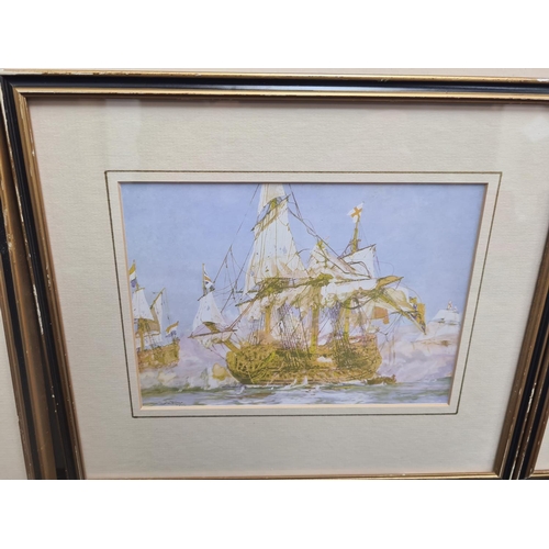 32 - Series of 3 Prints of Various Ships HMS Namur HMS Prince HMS Royal George 11.5