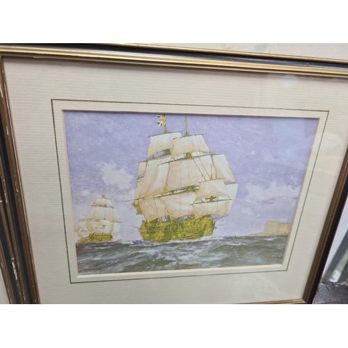 32 - Series of 3 Prints of Various Ships HMS Namur HMS Prince HMS Royal George 11.5