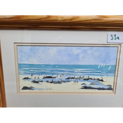 33a - Signed Beach Scene Watercolour 