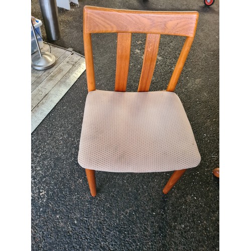 9d - Mid Century Danish Teak Tile Top Draw Leaf Dining Table and 6 Chairs
