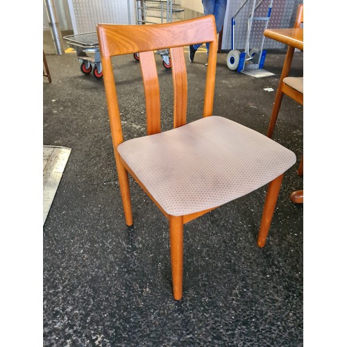 9d - Mid Century Danish Teak Tile Top Draw Leaf Dining Table and 6 Chairs