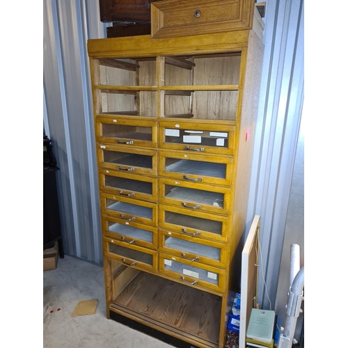 12 - Vintage Oak Haberdashery Cabinet By Dudley & Co Ltd (92cm x 50cm x 198cm) AF