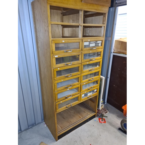 12 - Vintage Oak Haberdashery Cabinet By Dudley & Co Ltd (92cm x 50cm x 198cm) AF