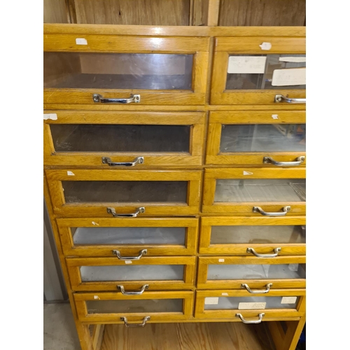 12 - Vintage Oak Haberdashery Cabinet By Dudley & Co Ltd (92cm x 50cm x 198cm) AF