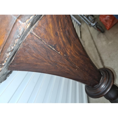 14d - Victorian Burr Walnut Sewing Box with Lined Interior and Tripod Base