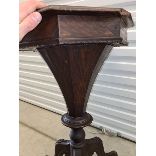 14d - Victorian Burr Walnut Sewing Box with Lined Interior and Tripod Base