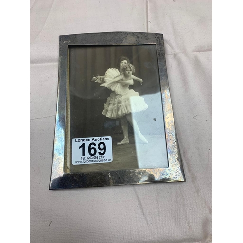 169 - 1920s Hallmarked Silver Photo Frame Containing a Photograph of a Ballerina