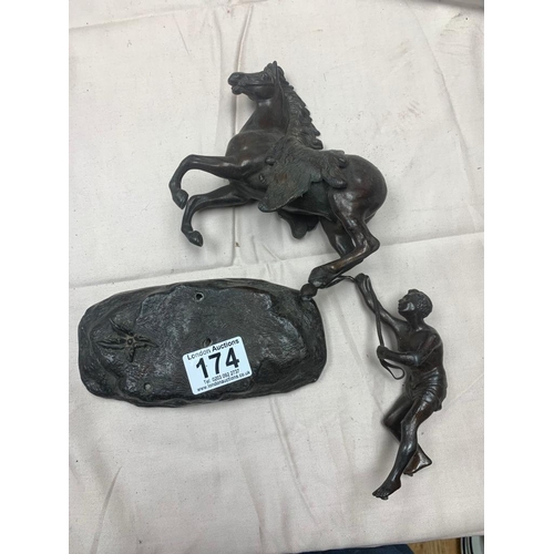 174 - Old Bronze of a Rearing Horse (A/F)