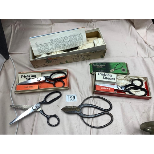 199 - Lot of Old Boxed Pinking Shears, Scissors etc