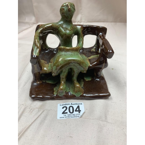 204 - Unusual Piece of Studio Pottery Depicting a Woman Seated on a Bench