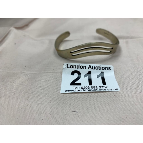 211 - White Metal Bangle Marked Alpaca