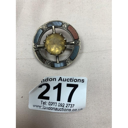 217 - Victorian Scottish Silver Citrine and Agate Brooch