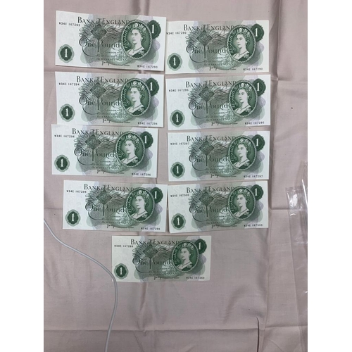 30 - 9 Old £1 Notes incl. Consecutives