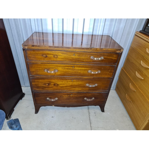 4 - Regency Mahogany 4 Drawer Chest (Handles Not Original) 90cm x 90cm x 45cm