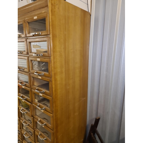 6 - 33 Drawer Vintage Oak Haberdashery Cabinet By Dudley & Co Ltd (90cm x 200cm x 52cm)