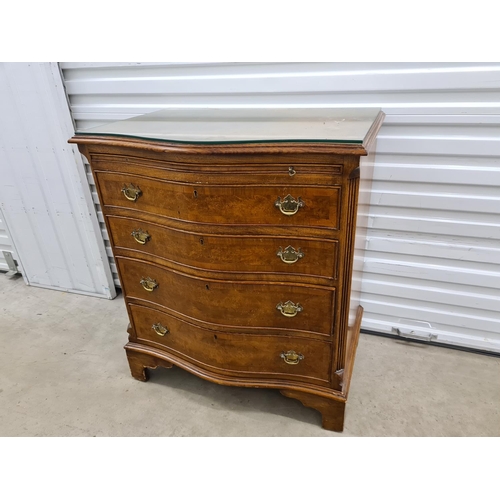 3b - Burr Walnut Serpentine 4 Drawer Chest of Drawers 
72cm W 46cm D 80cm T