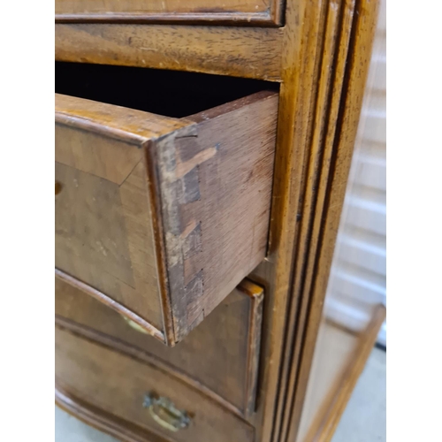 3b - Burr Walnut Serpentine 4 Drawer Chest of Drawers 
72cm W 46cm D 80cm T