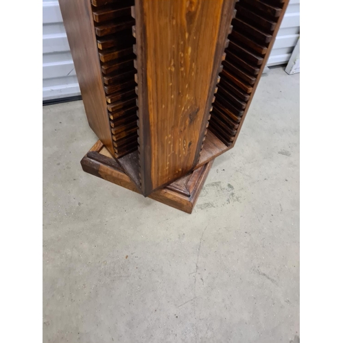3d - Solid Mango Wood Revolving CD Rack 35cm x 35cm 112cm Tall
