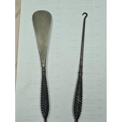 21 - Hallmarked Silver Handled Button Hook and Shoe Horn