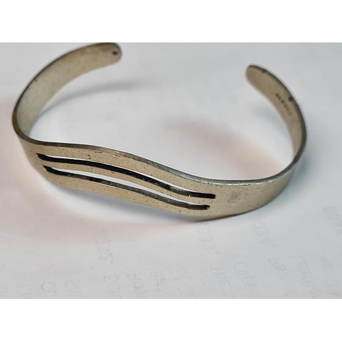 211 - White Metal Bangle Marked Alpaca