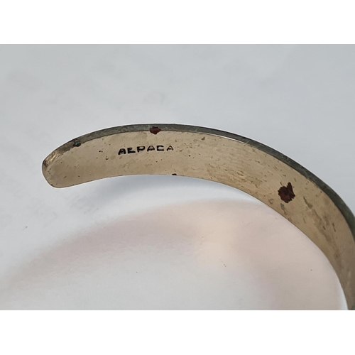 211 - White Metal Bangle Marked Alpaca