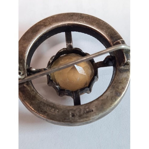 217 - Victorian Scottish Silver Citrine and Agate Brooch
