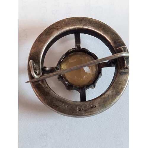 217 - Victorian Scottish Silver Citrine and Agate Brooch