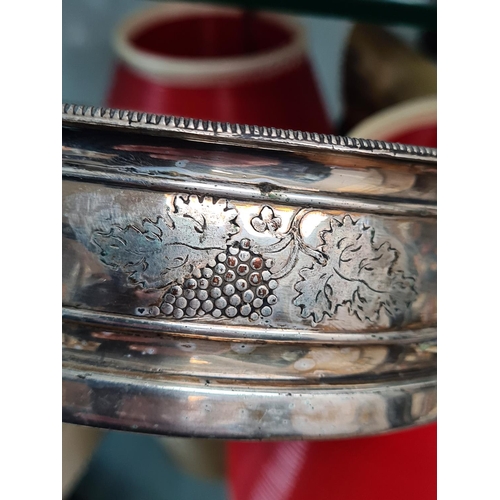 167 - 3 Silver Plated Wine Bottle Coasters and 1 Other