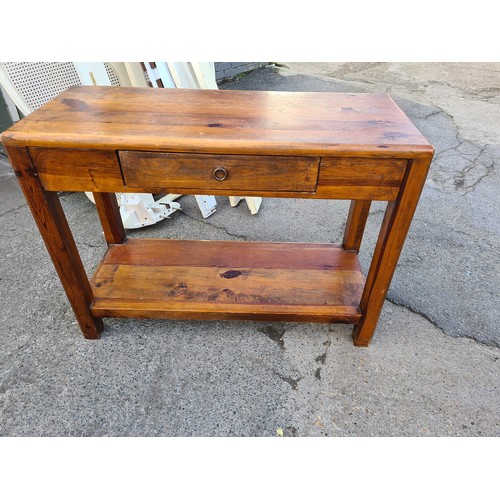 10b - Solid Pine Rustic Chunky Console Table 100cm W 77cm T 43cm D