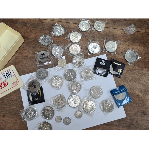 100 - Box Containing a Large Collection of Coins Including Crowns, £1 Coin, 25 pence Coins etc