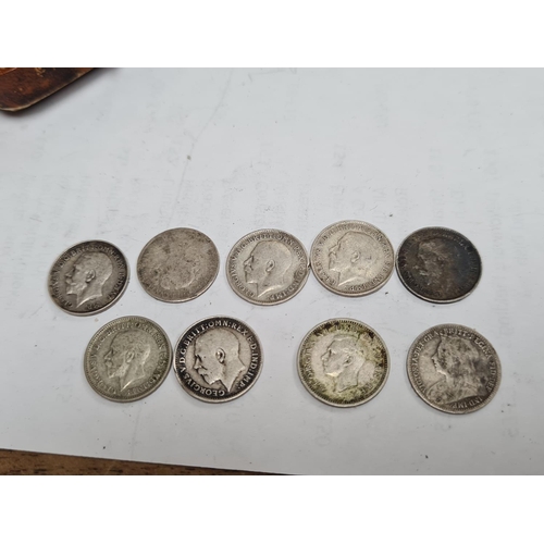 105 - Collection of 9 Silver Three Pence Coins Dating from 1880-1940