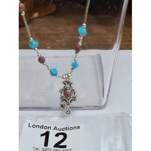 12 - Sterling Silver and Turquoise Necklace