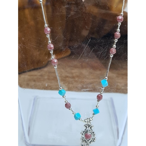 12 - Sterling Silver and Turquoise Necklace