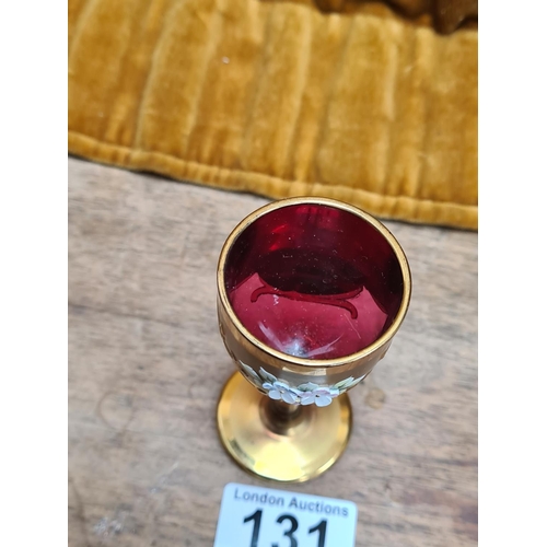 131 - Miniature MURANO/BOHEMIAN GILDED & ENAMELED Ruby Glass