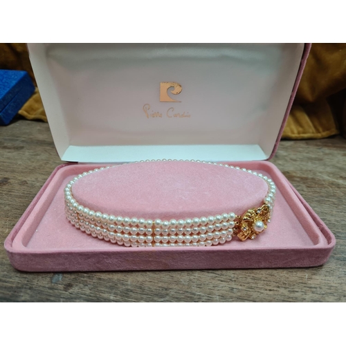 150 - Vintage Faux Pearl Pierre Cardin Choker Necklace in Pink Presentation Box