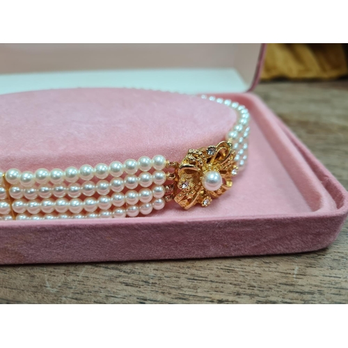 150 - Vintage Faux Pearl Pierre Cardin Choker Necklace in Pink Presentation Box