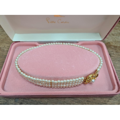 150 - Vintage Faux Pearl Pierre Cardin Choker Necklace in Pink Presentation Box