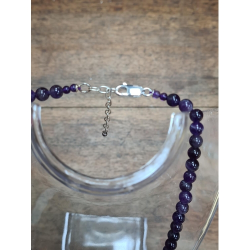 18 - Brand New Amethyst Necklace and Earring Set with Sterling Silver Clasps in a Presentation Box