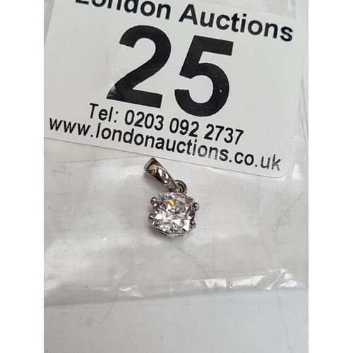 25 - Small Sterling Silver Cubic Zirconia Pendant