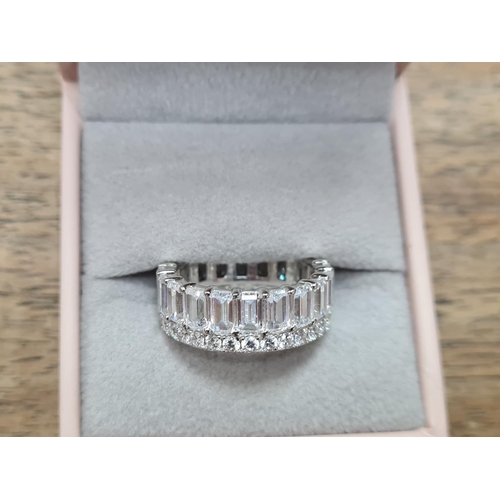 28 - Boxed Sterling Silver and Cubic Zirconia Ring Size N