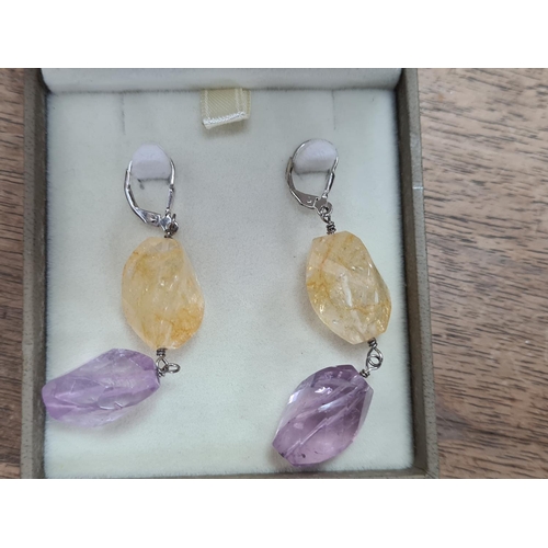 5 - Pair of Brand New Silver/Amethyst Earrings