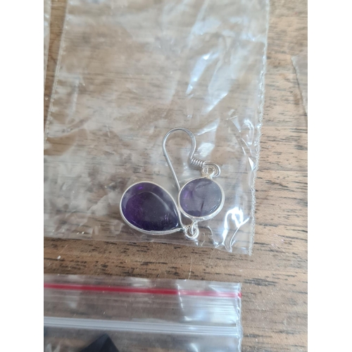 6 - 2 New Pairs of Sterling Silver Gemstone Earrings