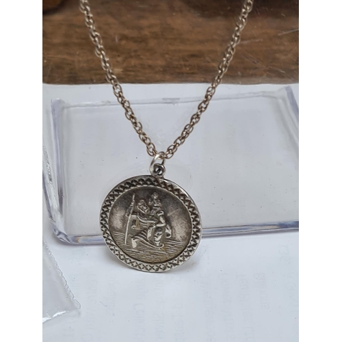 64 - Silver St Christopher's Medal on a Sterling Silver Chain