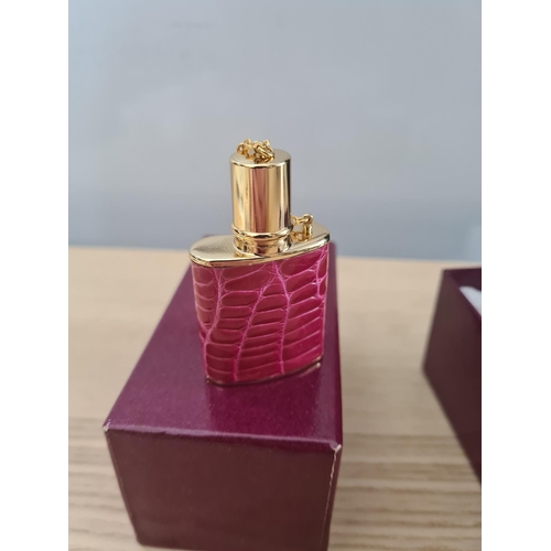 161 - Unusual Asprey Pink Leather and Gold Plated Perfume Bottle