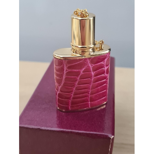 161 - Unusual Asprey Pink Leather and Gold Plated Perfume Bottle