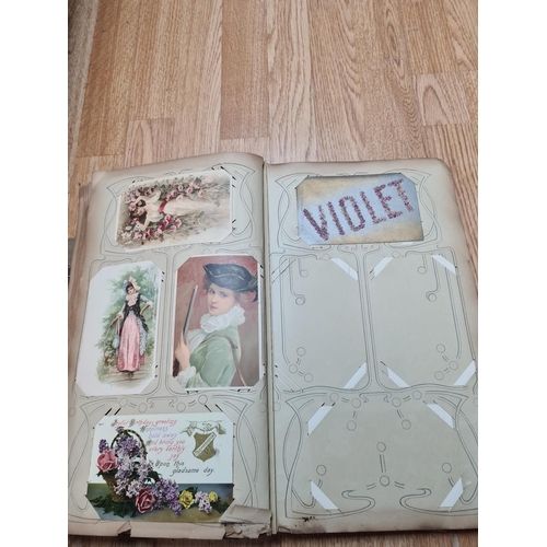 395 - Early 20th Century Postcard Album and Contents